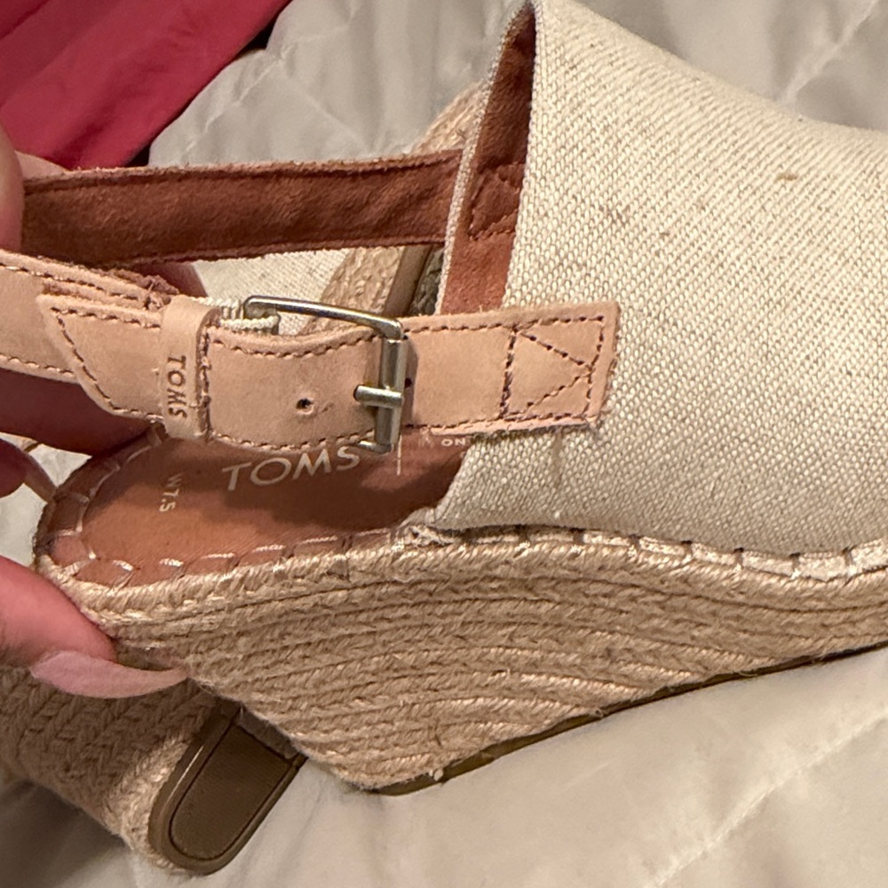 TOMS Women's Tan Wedge Espadrilles - Picture 3 of 6